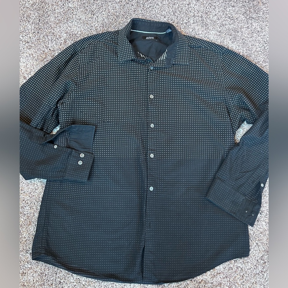 Alfani Men’s  regular fit polka dot long sleeve button down shirt sz Large